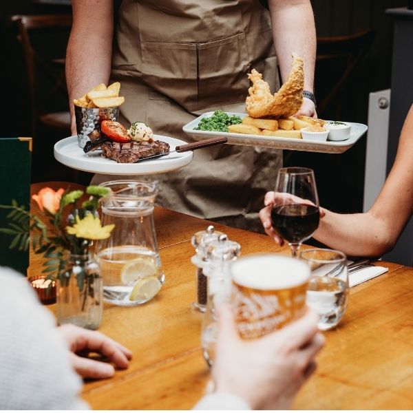 Fish and chips and a burger from the main menu